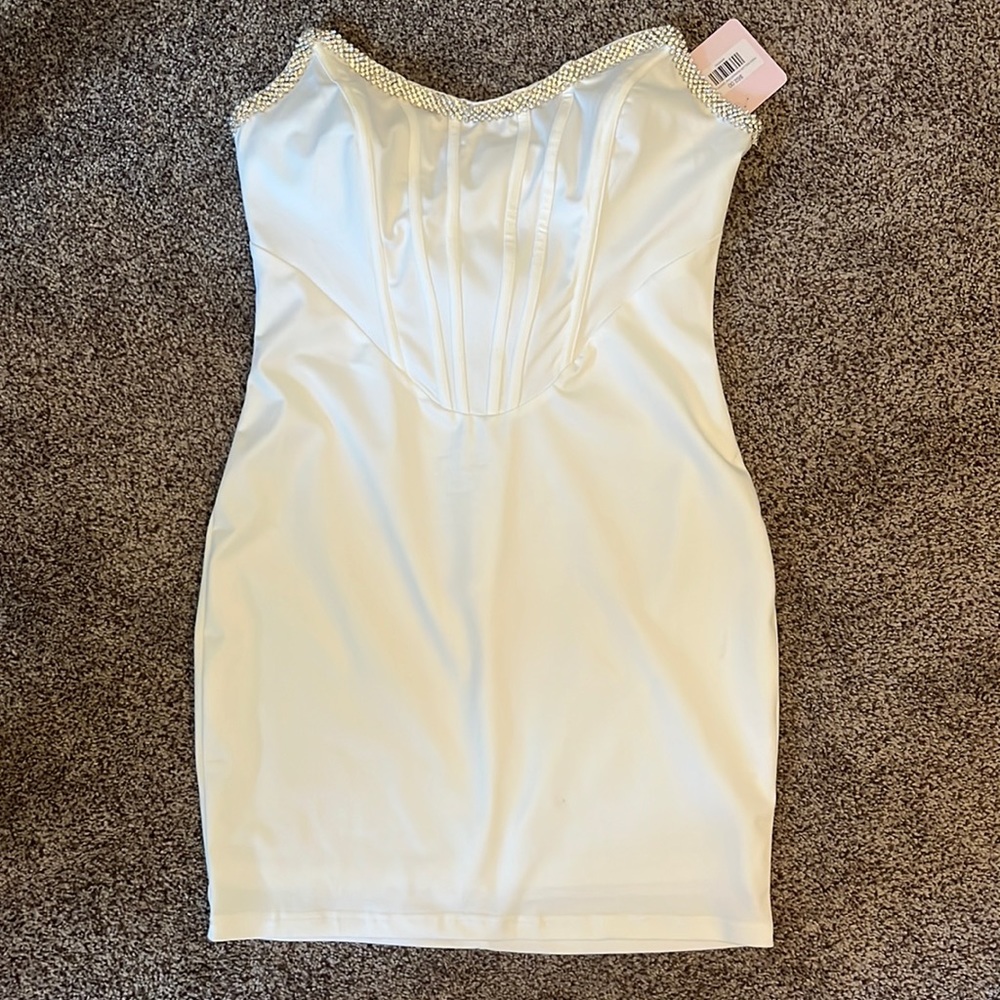 White mini with rhinestone